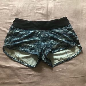 Blue patterned Lululemon shorts